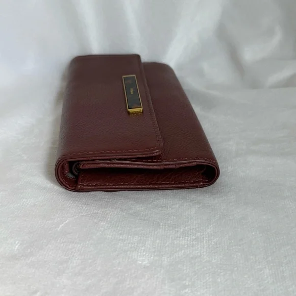 Fossil Blake Flap Wallet Henna Brown Tortoise Shell Long Trifold RFID Snap - Picture 8 of 9